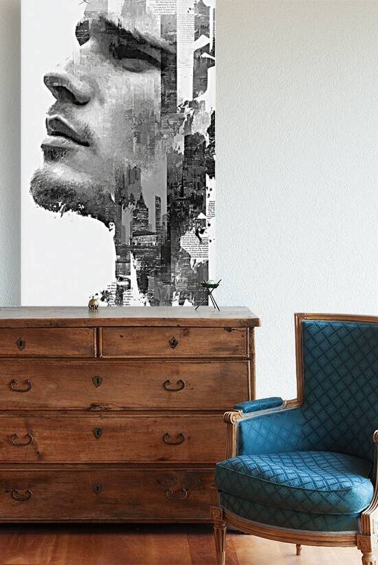 a holographic black and white profile portrait wi by Digital Cooker