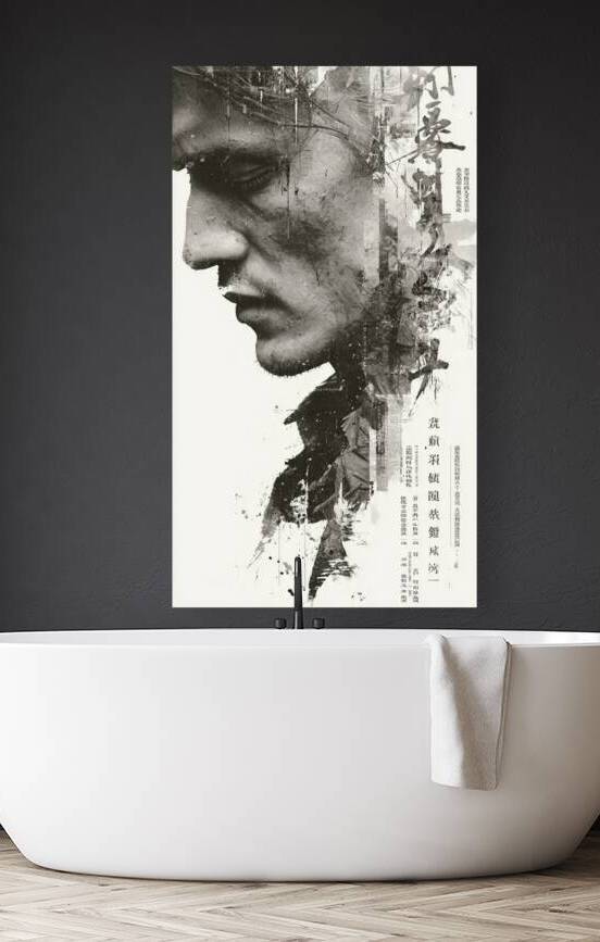 a holographic black and white profile portrait wi by Digital Cooker