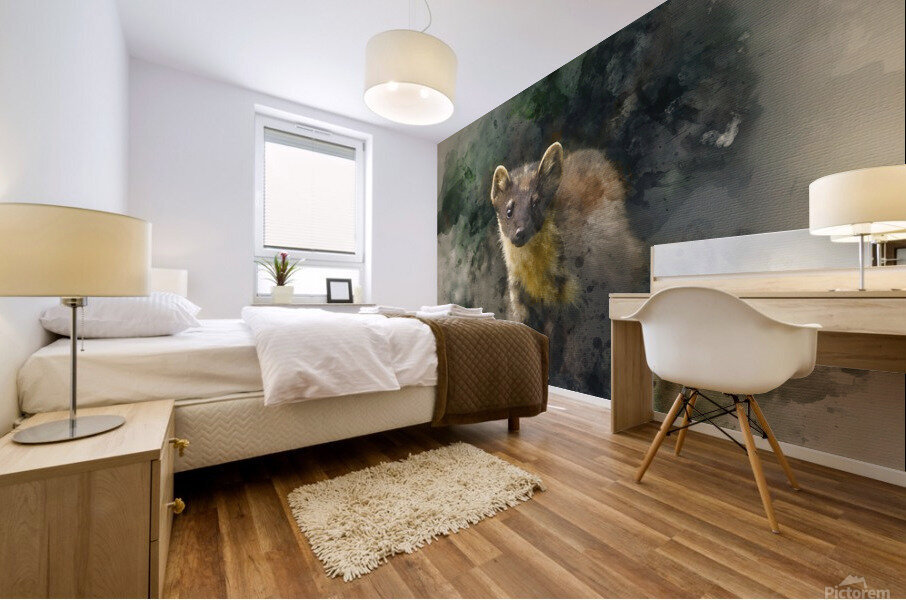 Pine Marten Watercolour Mural print