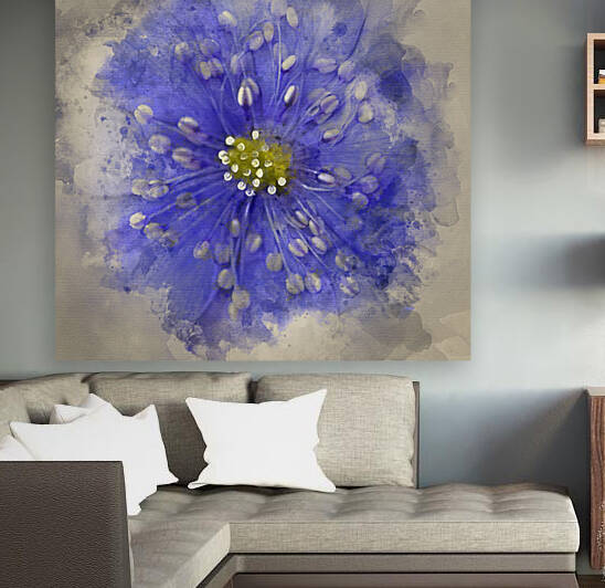 Watercolour painting of Stunning close up of lavender blue flowe by Matthew Gibson