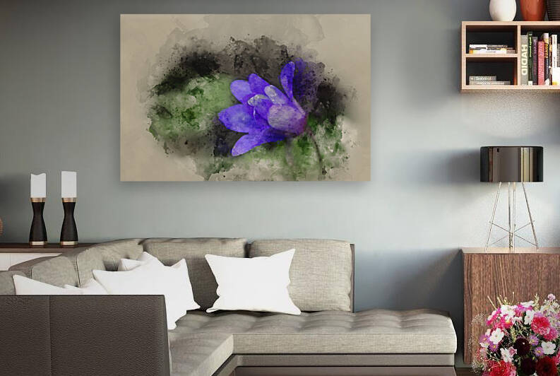 Watercolour painting of helleborous flower in Spring in forest by Matthew Gibson