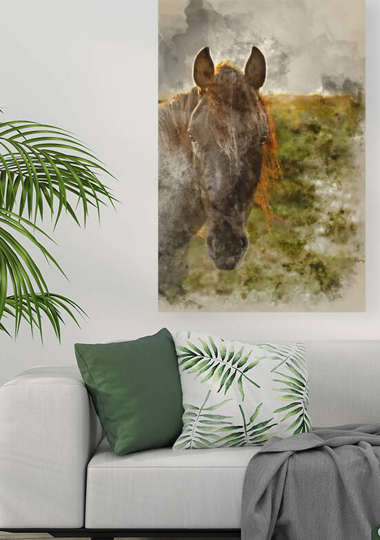 Watercolour painting of Beauttiful close up of New Forest pony h by Matthew Gibson