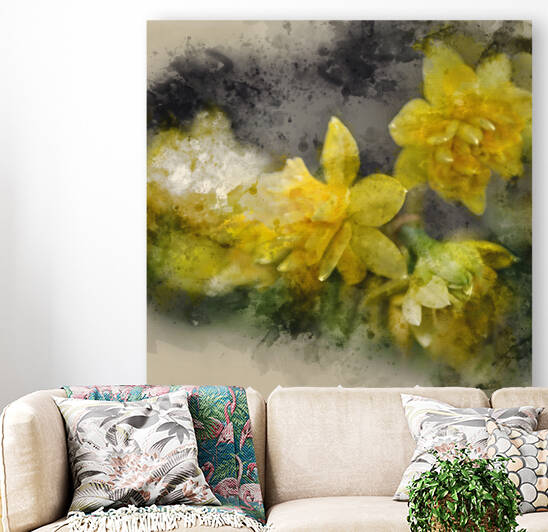 Watercolour painting of beautiful vibrant daffodil narcissus flo by Matthew Gibson
