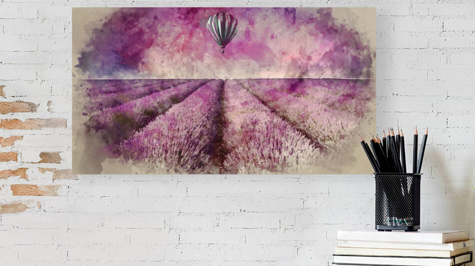 Stunning lavender field landscape Summer sunset with hot air bal by Matthew Gibson