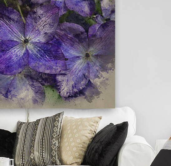 Watercolour painting of Beautiful close up of Royal Purple Jackm by Matthew Gibson