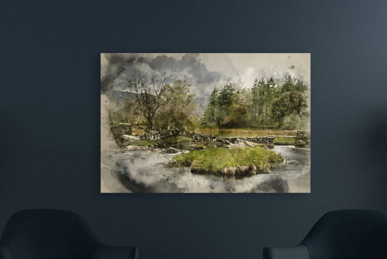 Watercolor painting of Stormy dramatic sky over Lake District co by Matthew Gibson