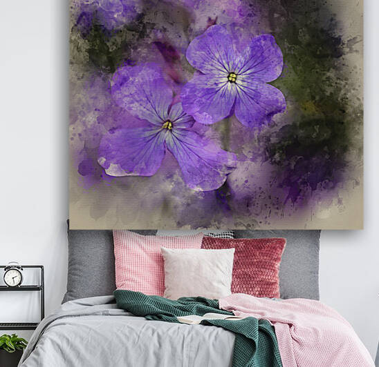 Watercolour painting of Honesty flower Lunaria Annua by Matthew Gibson