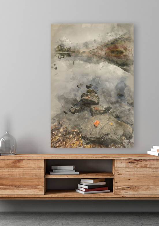 Watercolour painting of Stunning Autumn Fall landscape image of  by Matthew Gibson