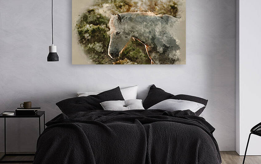 Watercolour painting of Beauttiful close up of New Forest pony h by Matthew Gibson