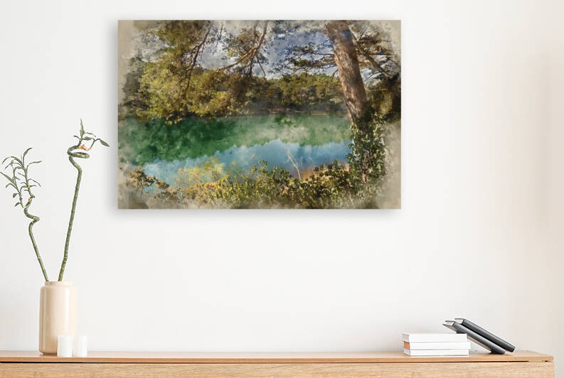 Beautiful vibrant landscape image of old clay pit quarry lake wi by Matthew Gibson