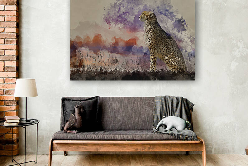 Watercolour painting of African safari concept image of cheetah  by Matthew Gibson