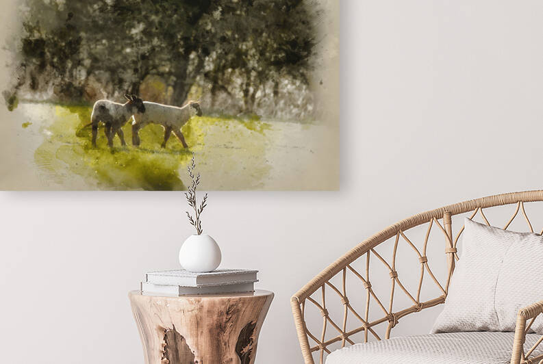 Watercolor painting of Beauitful landscape image of newborn Spri by Matthew Gibson