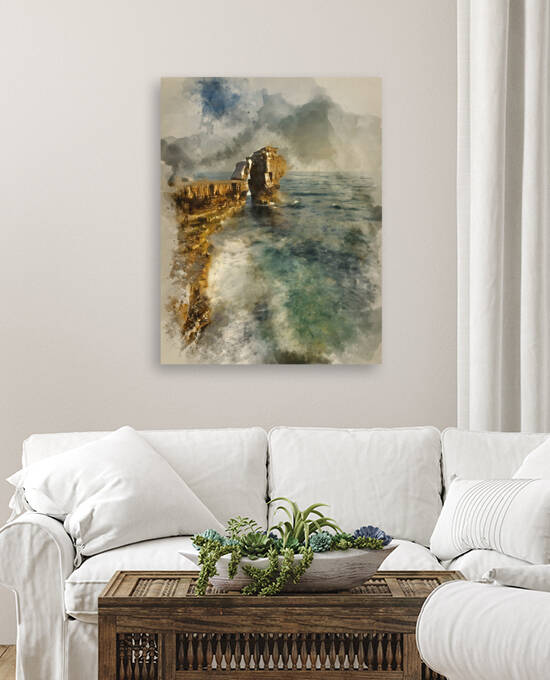 Watercolor painting of Stunning geological rock cliff formations by Matthew Gibson