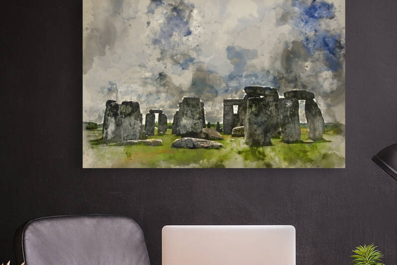 Watercolour painting of Stonehenge a megalithic monument in Eng by Matthew Gibson