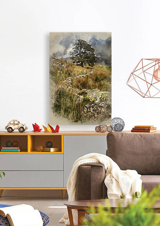Watercolour painting of Evening landscape image of Llyn y Dywarc by Matthew Gibson