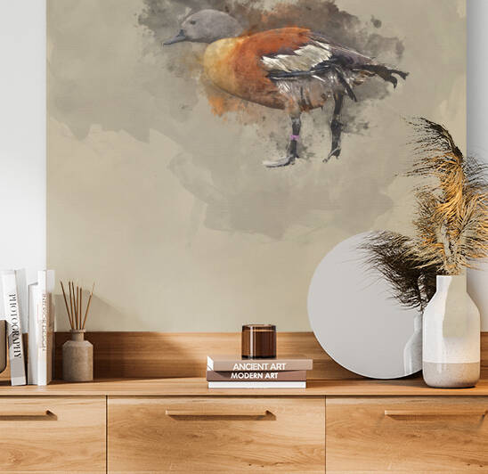 Watercolour painting of besautiful duck with neutral background by Matthew Gibson