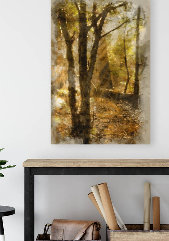 Watercolor painting of Inspirational dawn sun burst through tree by Matthew Gibson
