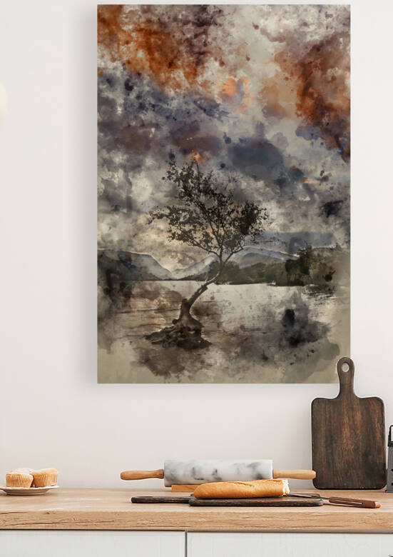Watercolour painting of Beautiful landscape image of Llyn Padarn by Matthew Gibson