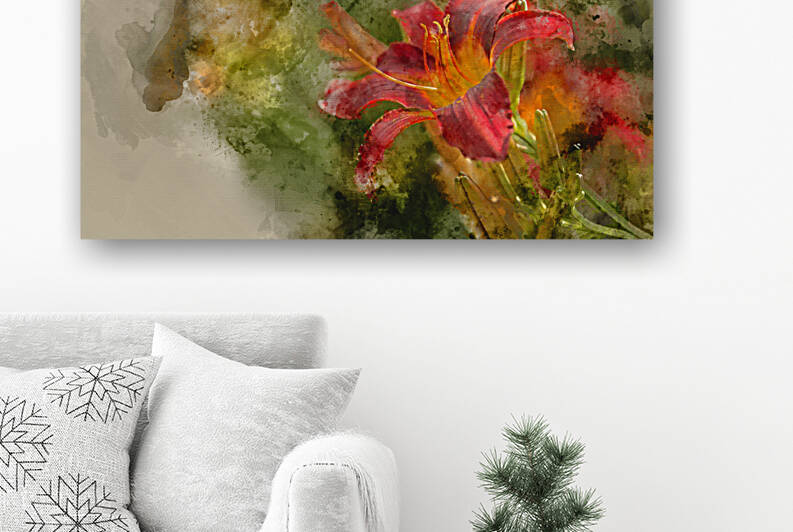 Digital watercolor painting of Beautiful vibrant red and yellow  by Matthew Gibson