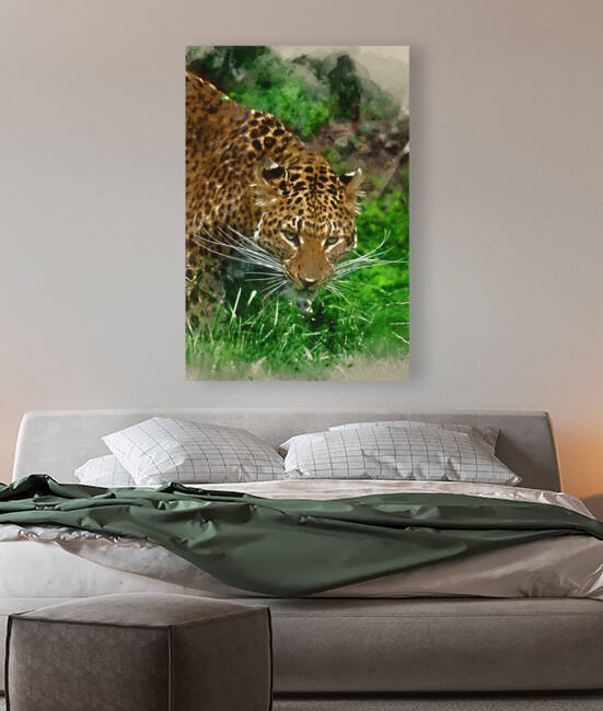 Digital watercolor painting of Beautiful leopard Panthera Pardus by Matthew Gibson