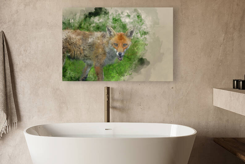 Digital watercolor painting of Stunning hind doe red deer cervus by Matthew Gibson