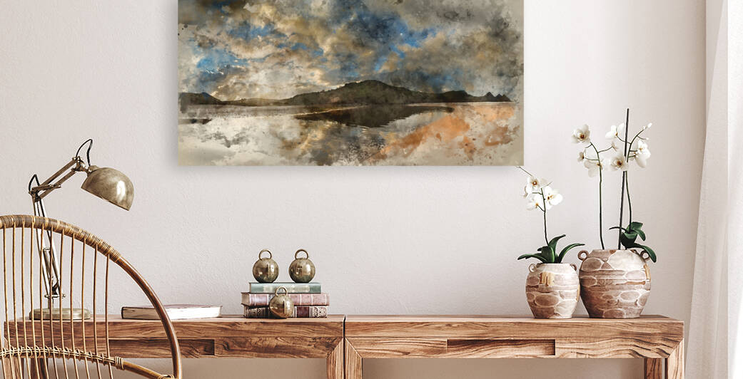 Digital watercolor painting of Beautiful Summer sunrise landscap by Matthew Gibson