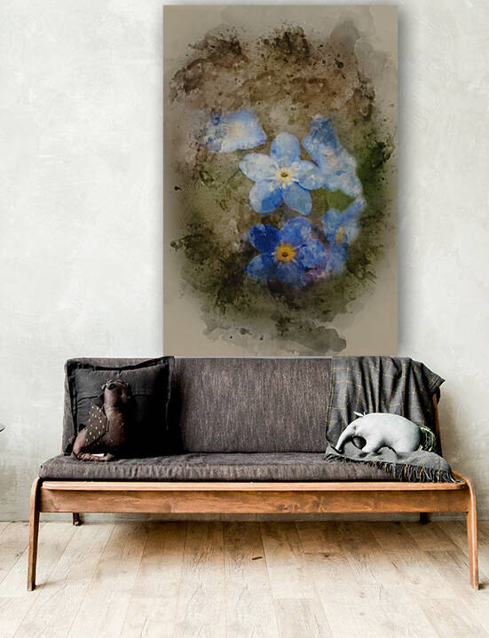 Digital watercolor painting of Vibrant forget-me-not Spring flow by Matthew Gibson