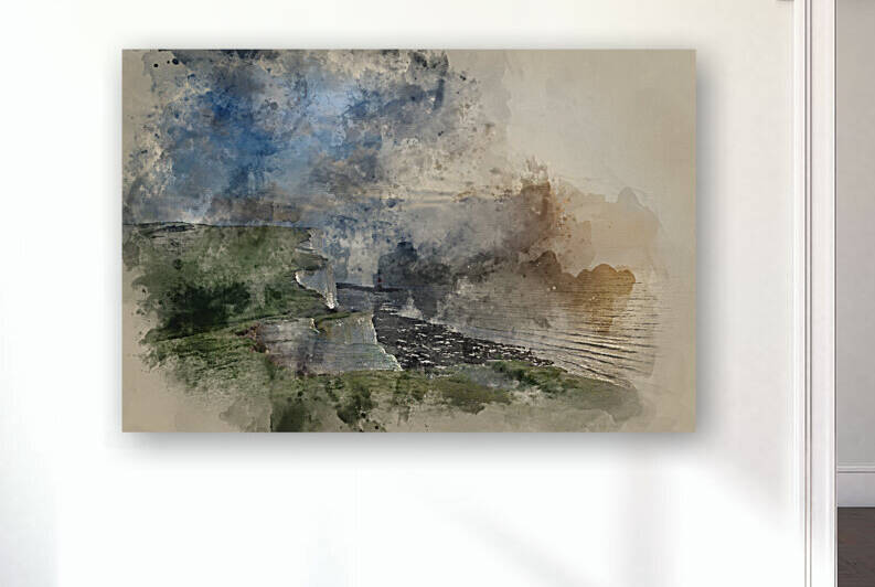 Digital watercolor painting of Stunning landscape image of Beach by Matthew Gibson
