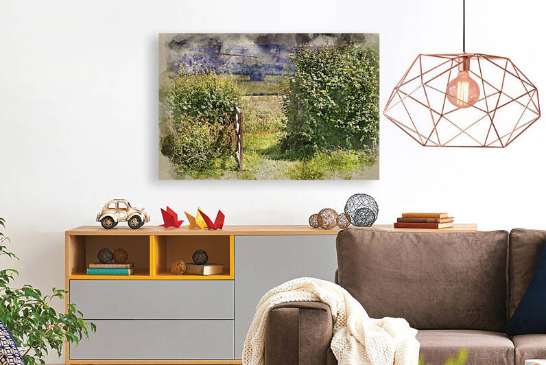 Digital watercolor painting of Poppy field in English countrysid by Matthew Gibson