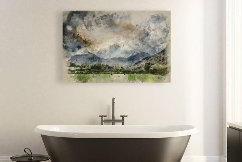 Digital watercolor painting of Beautiful Autumn Fall landscape i by Matthew Gibson
