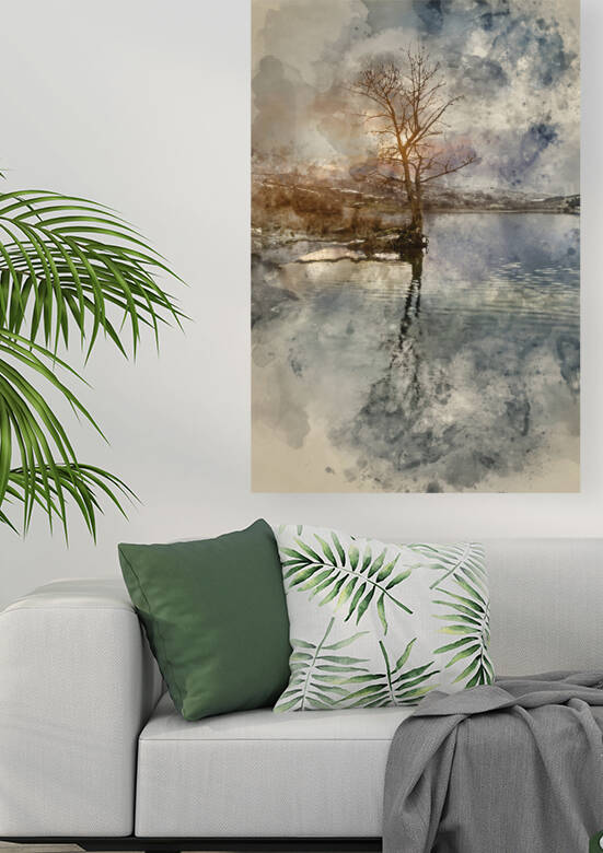 Digital watercolor painting of Stunning sunrise landscape image  by Matthew Gibson