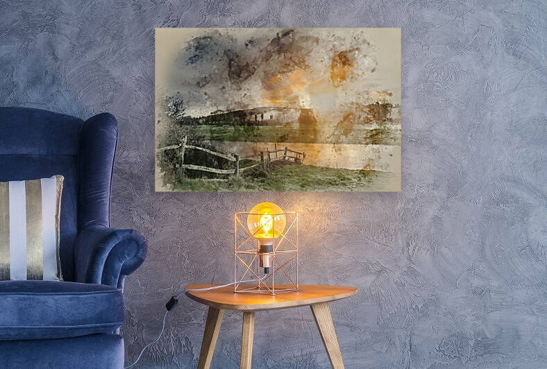 Digital watercolor painting of Eider duck on calm lake by Matthew Gibson