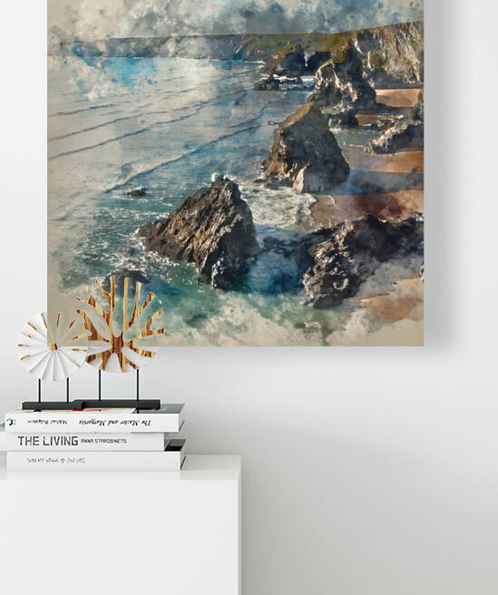 Digital watercolour painting of Stunning dusk sunset landscape i by Matthew Gibson