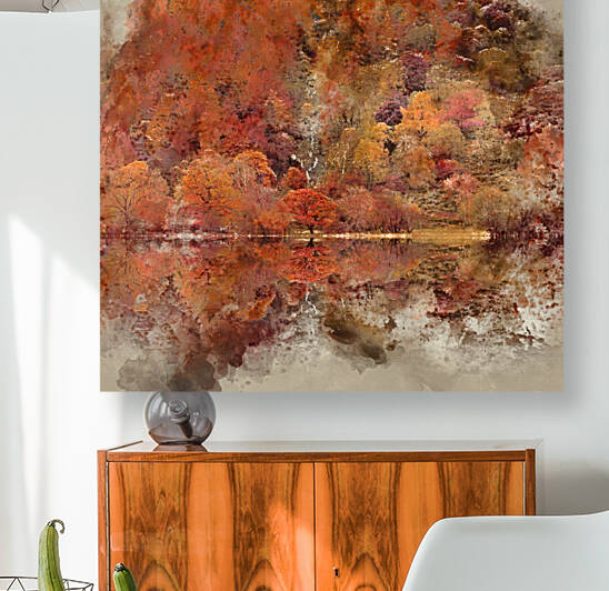Digital watercolour painting of Beautiful Autumn Fall landscape  by Matthew Gibson