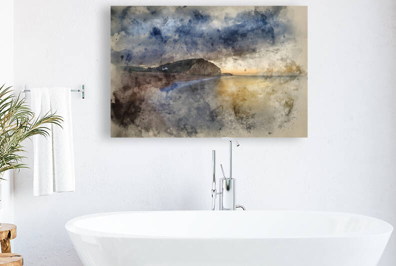 Digital watercolor painting of Beautiful vibrant sunrise landsca by Matthew Gibson