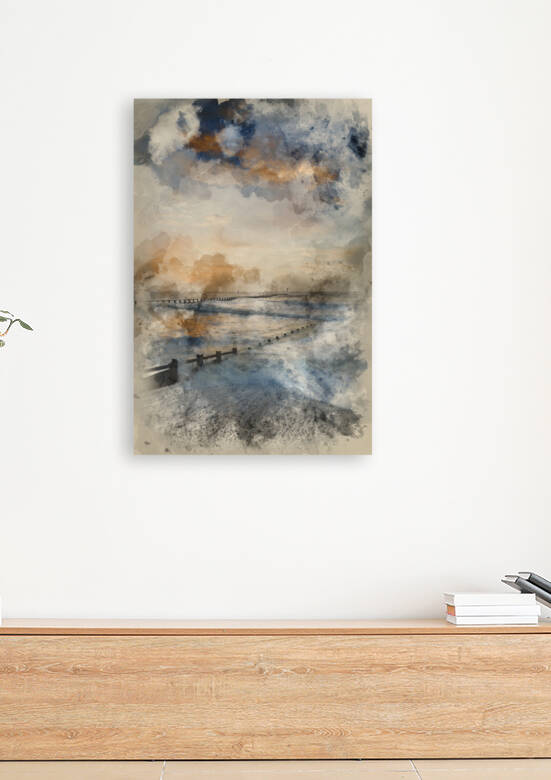 Digital watercolour painting of Beautiful dramatic stormy landsc by Matthew Gibson