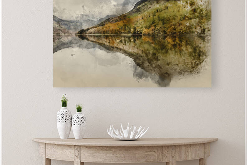 Digital watercolour painting of Beautiful Autumn Fall landscape  by Matthew Gibson