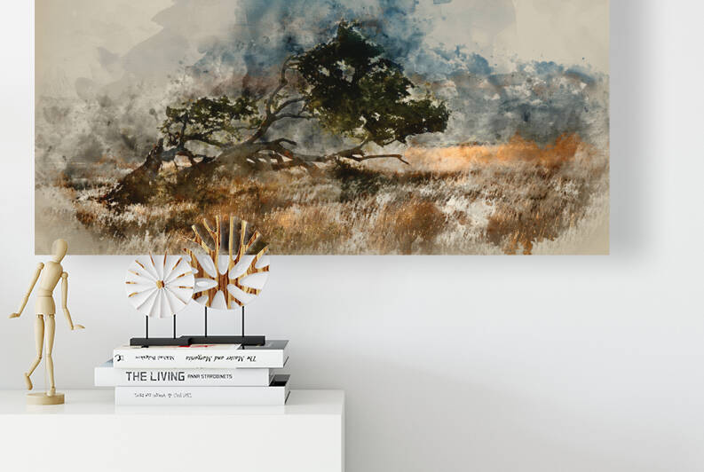 Digital watercolour painting of Stunning Summer sunset landscape by Matthew Gibson