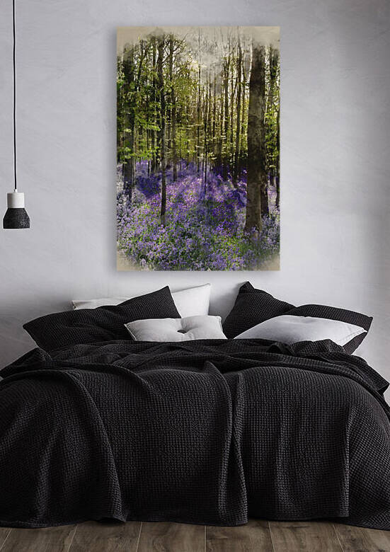 Digital watercolour painting of Beautiful morning in Spring blue by Matthew Gibson