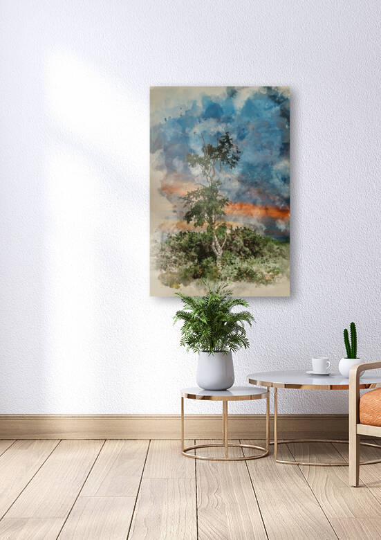 Digital watercolour painting of Beautiful Summer sunset landscap by Matthew Gibson