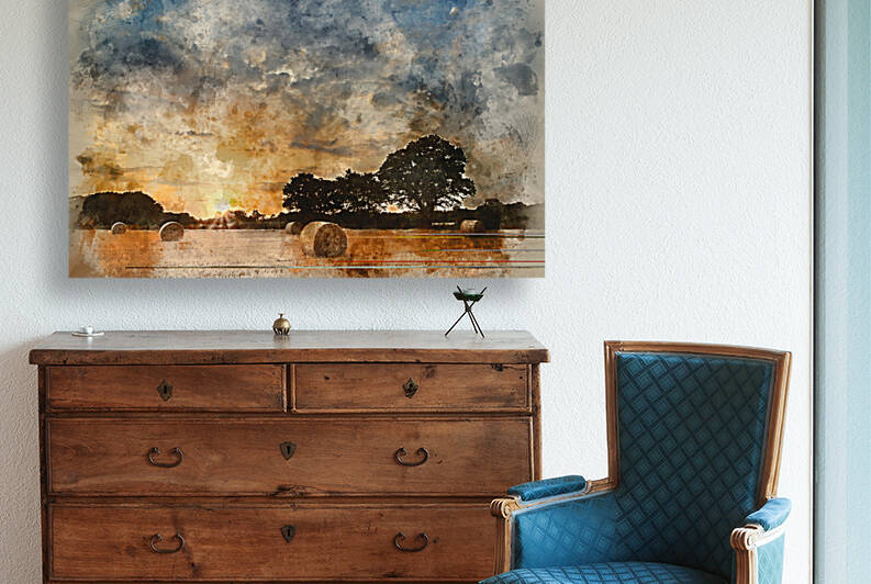 Digital watercolor painting of Rural landscape image of Summer s by Matthew Gibson