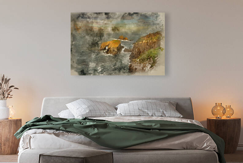 Digital watercolour painting of Beautiful sunrise landscape of L by Matthew Gibson