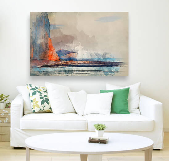 Digital watercolor painting of Seven Sisters Cliffs South Downs  by Matthew Gibson