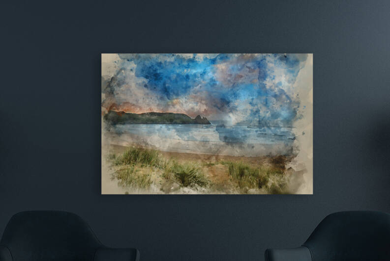 Digital watercolor painting of Beautiful Summer sunrise landscap by Matthew Gibson