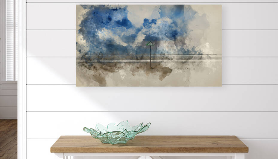 Digital watercolor painting of Beautiful beach coastal low tide  by Matthew Gibson
