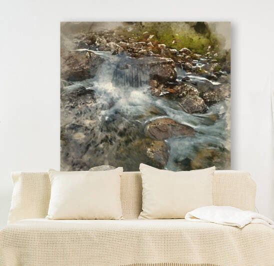 Digital watercolor painting of Moody landscape image of river fl by Matthew Gibson