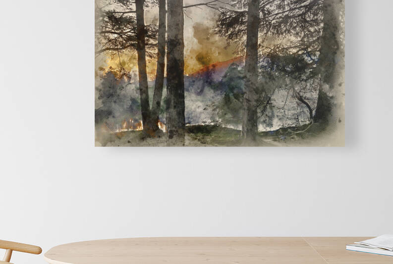 Digital watercolor painting of Beautiful landscape image of Tarn by Matthew Gibson