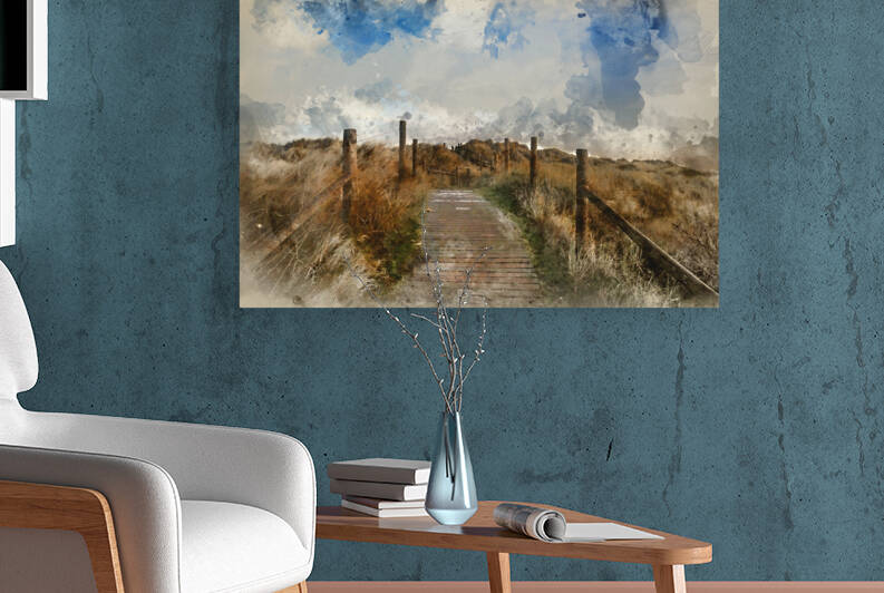 Digital watercolor painting of Beautiful sunrise landscape image by Matthew Gibson