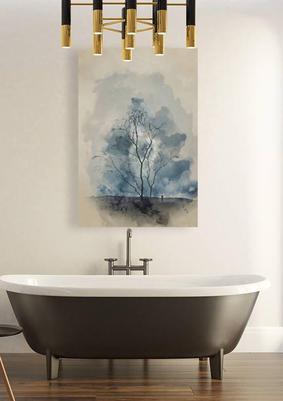 Digital watercolor painting of Moody Winter landscape image of s by Matthew Gibson