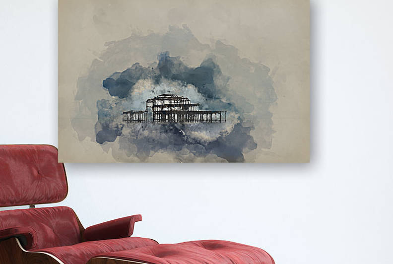 Digital watercolor painting of Landscape image of derelict Victo by Matthew Gibson